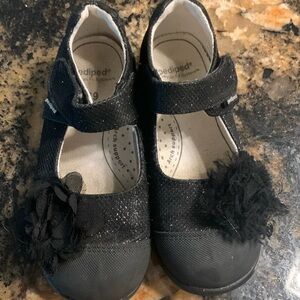 Pediped black sparkly Mary Janes w tulle trim flowers Euro size 29 (US 12-12.5)